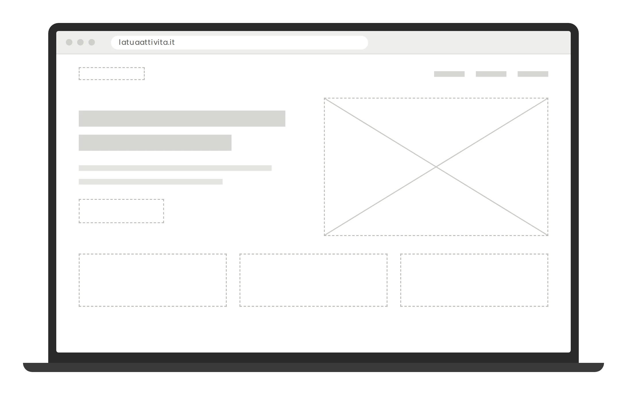 Bozza della struttura di un sito, con i blocchi di contenuto disposti sulla pagina