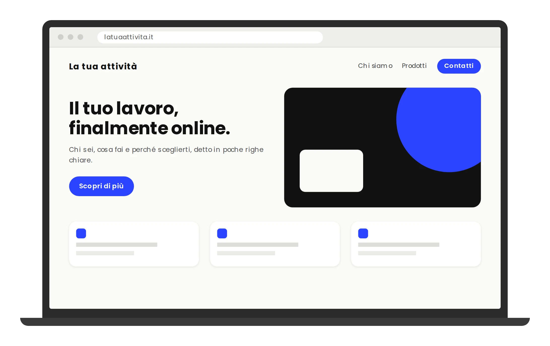 Design del sito con colori, immagini e testi definitivi, prima della costruzione