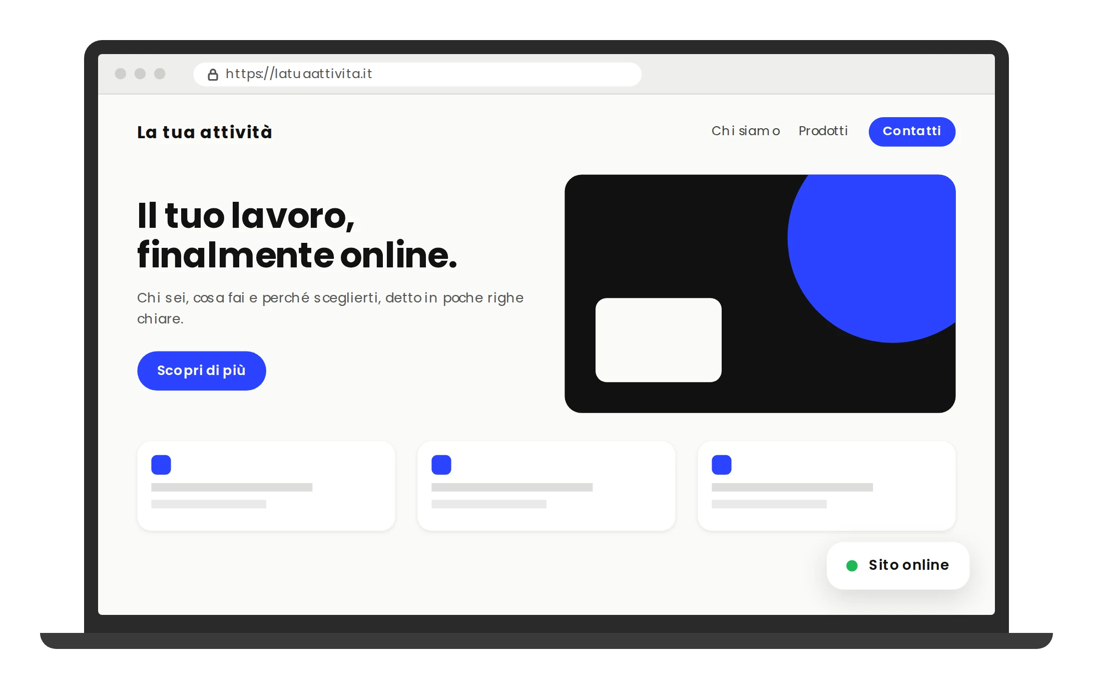 Sito pubblicato e online, aperto sul computer del cliente